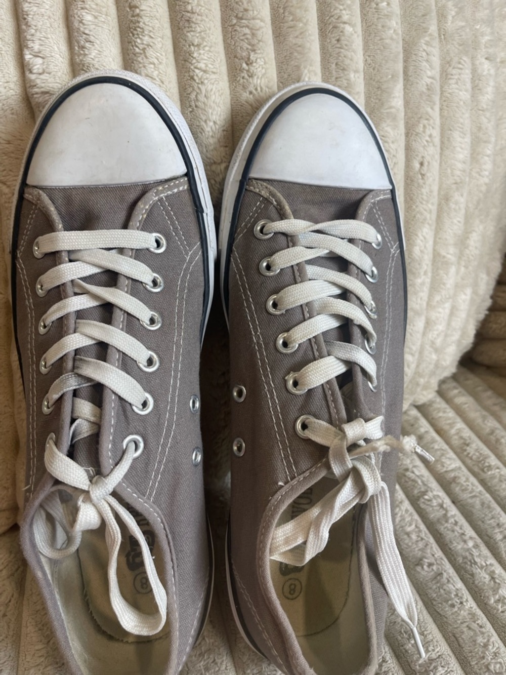 Revolution Taupe Canvas Low-Top Sneakers with White Trim - Picture 9 of 9